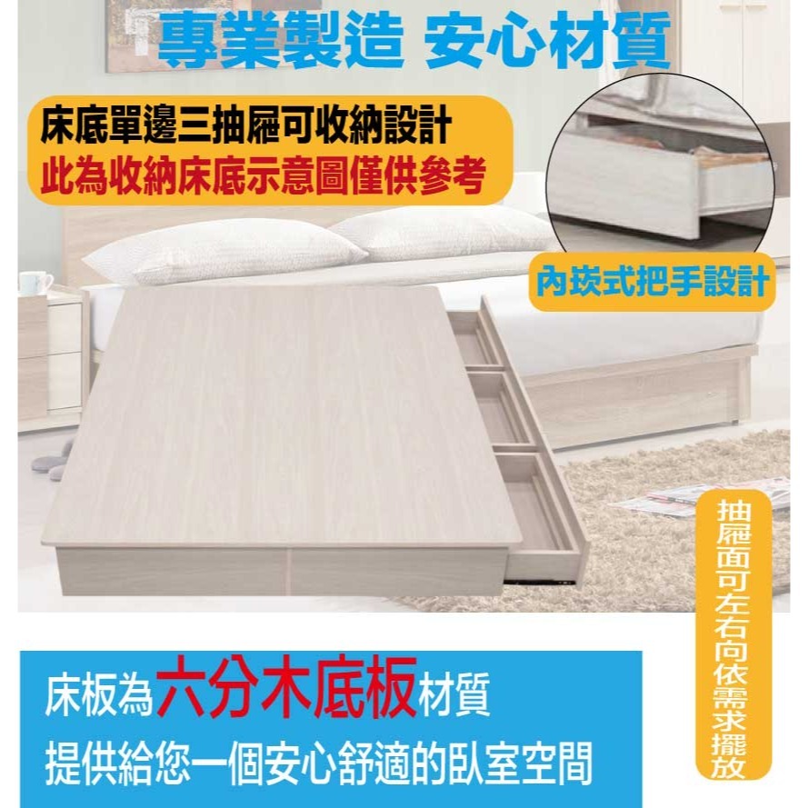 【綠家居】寶亞5尺雙人耐刮皮三抽床台組合(床頭片＋三抽床底＋不含床墊)-細節圖7