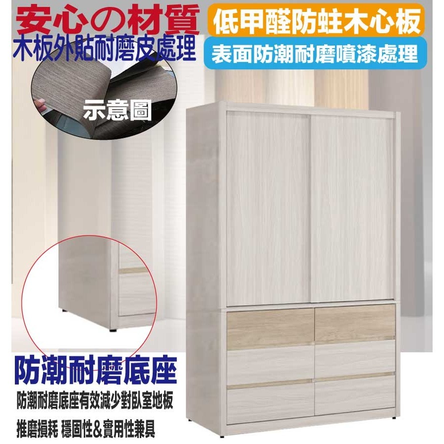 【綠家居】寶亞3.9尺推門六抽衣櫃-細節圖5