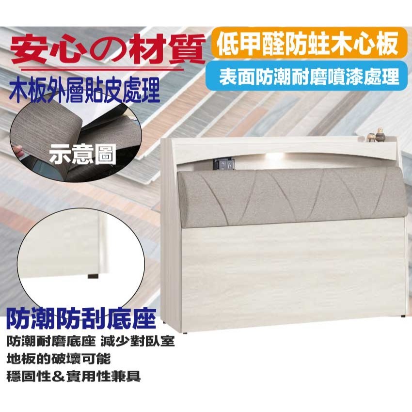 【綠家居】朵利6尺雙人加大耐刮皮夜燈床頭箱(不含床底＋不含床墊)-細節圖5