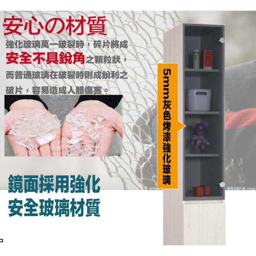 【綠家居】丹尼1尺灰玻二門高衣櫃/側邊櫃-細節圖6