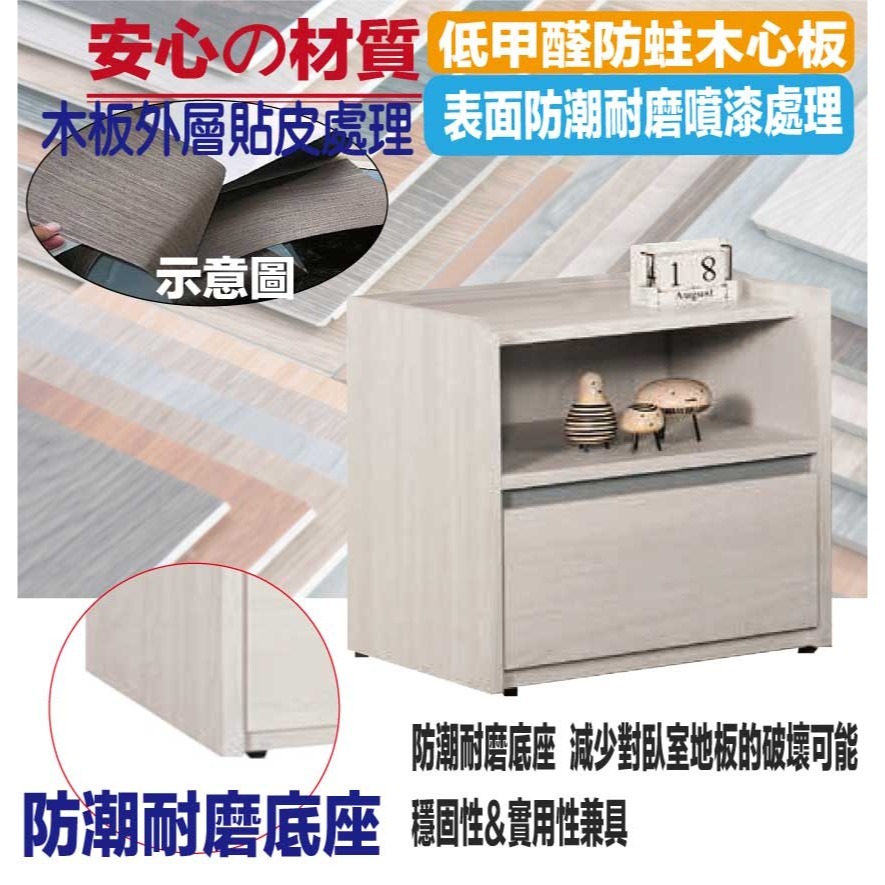 【綠家居】華爾1.5尺單抽開放床頭櫃-細節圖5