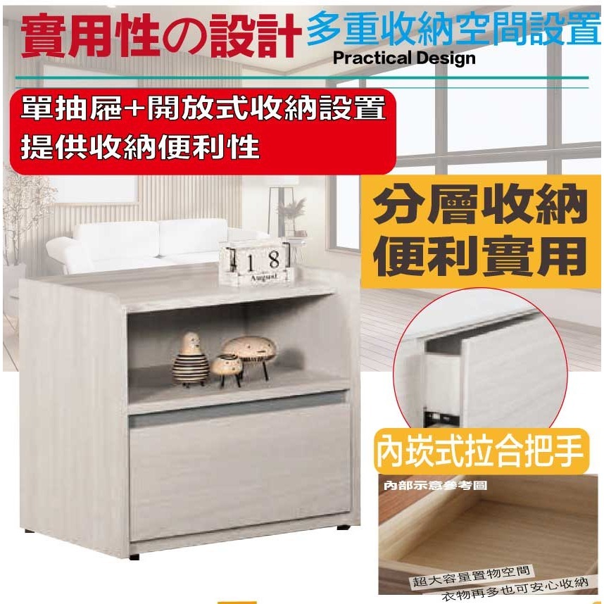 【綠家居】華爾1.5尺單抽開放床頭櫃-細節圖6