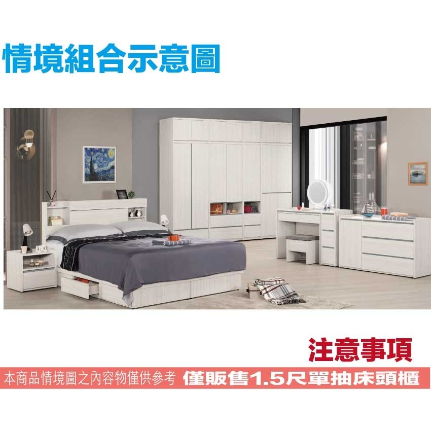 【綠家居】華爾1.5尺單抽開放床頭櫃-細節圖9