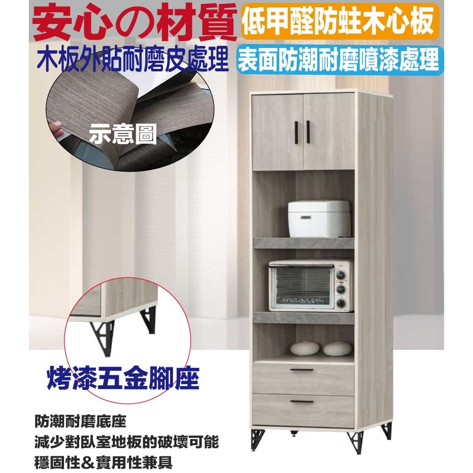 【綠家居】曼科2尺雙色拉盤高餐櫃/電器櫃-細節圖5