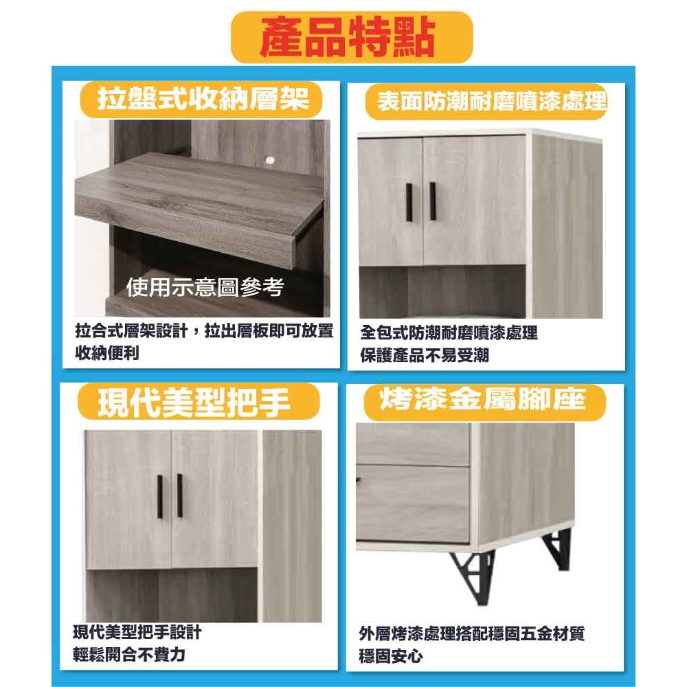 【綠家居】曼科2尺雙色拉盤高餐櫃/電器櫃-細節圖8