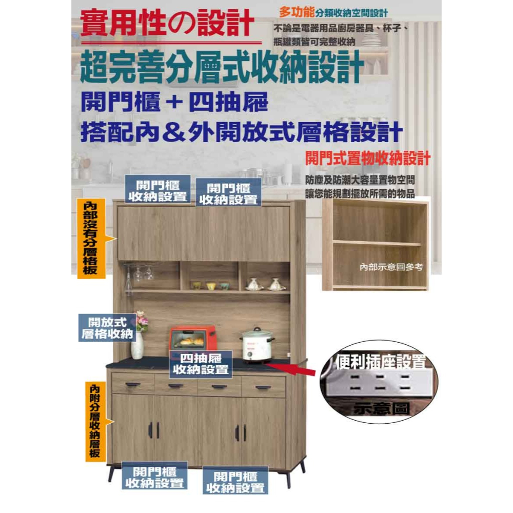 【綠家居】吉托曼5尺岩板&石面高餐櫃組合(二色可選)-細節圖8