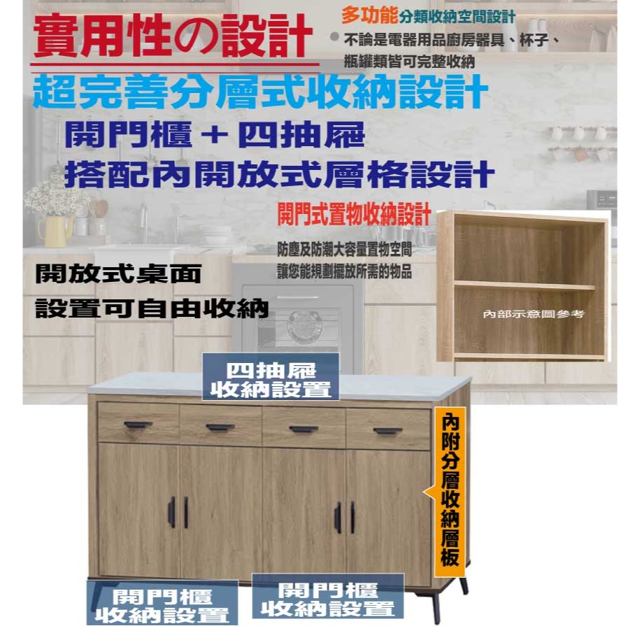 【綠家居】吉托曼5尺岩板&石面低餐櫃(二色可選)-細節圖8