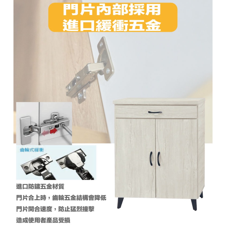 【綠家居】艾可曼2.7尺二門單抽低鞋櫃-細節圖6