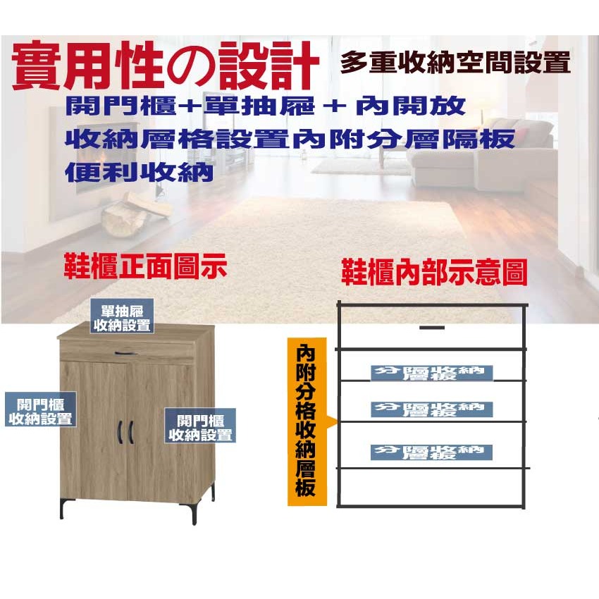 【綠家居】薛蒂2.7尺二門單抽低鞋櫃(二色可選)-細節圖7