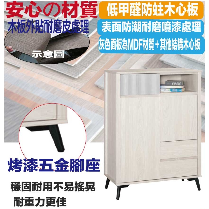 【綠家居】克萊雙色2.7尺二門三抽展示櫃-細節圖5