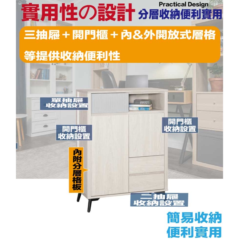 【綠家居】克萊雙色2.7尺二門三抽展示櫃-細節圖7