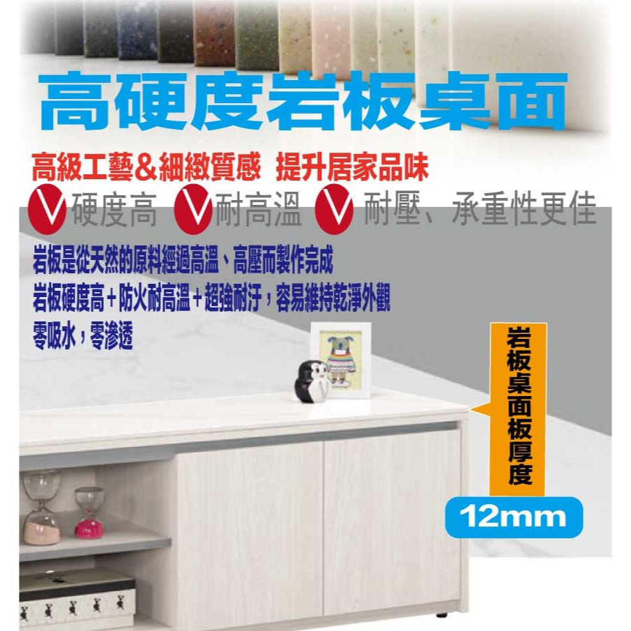 【綠家居】華爾雙色5尺岩板開門二抽電視櫃-細節圖7