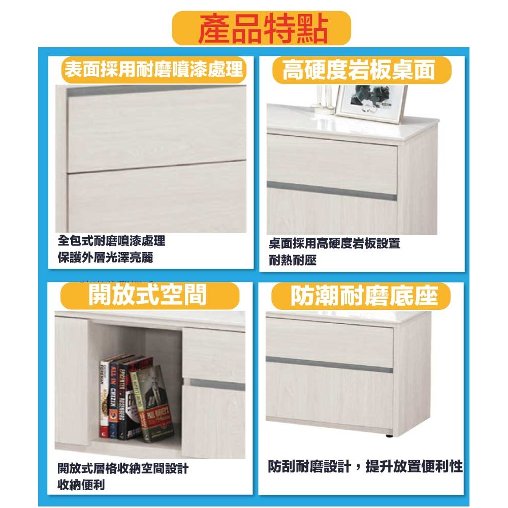 【綠家居】華爾雙色6尺岩板開門四抽電視櫃-細節圖9