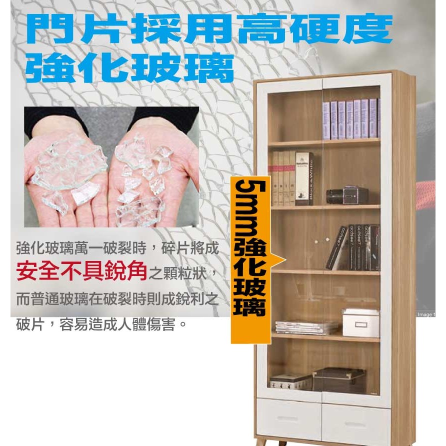 【綠家居】卡蜜雙色2.7尺二門二抽書櫃-細節圖6