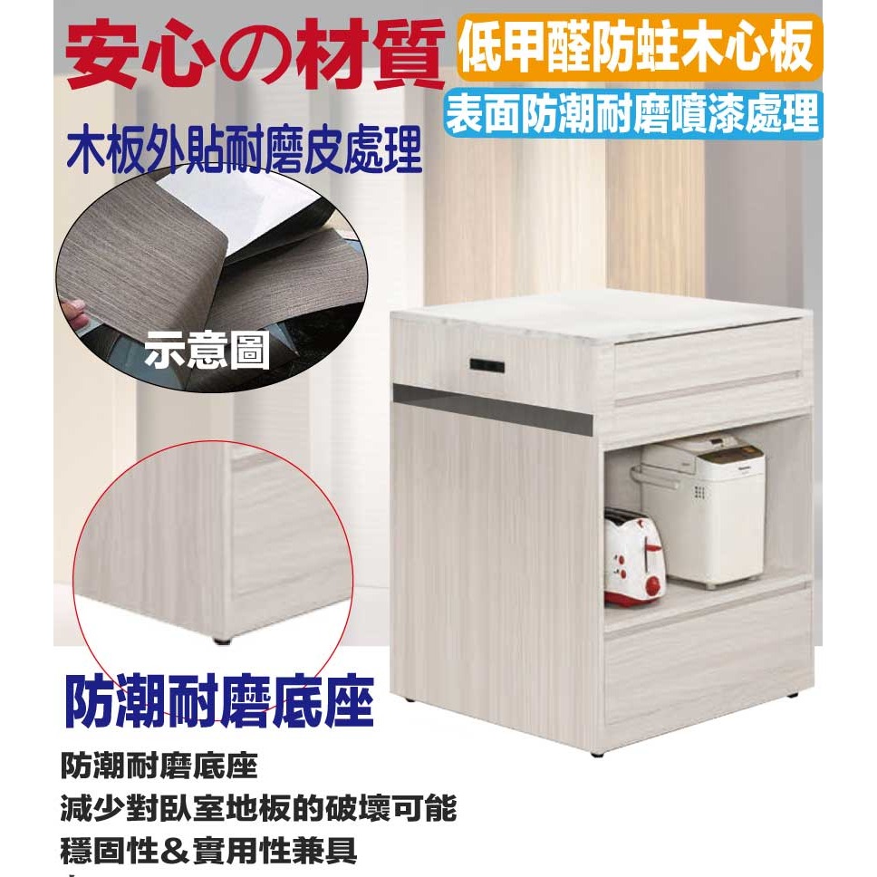 【綠家居】 寶亞雙色2.5尺三抽中島桌櫃-細節圖5