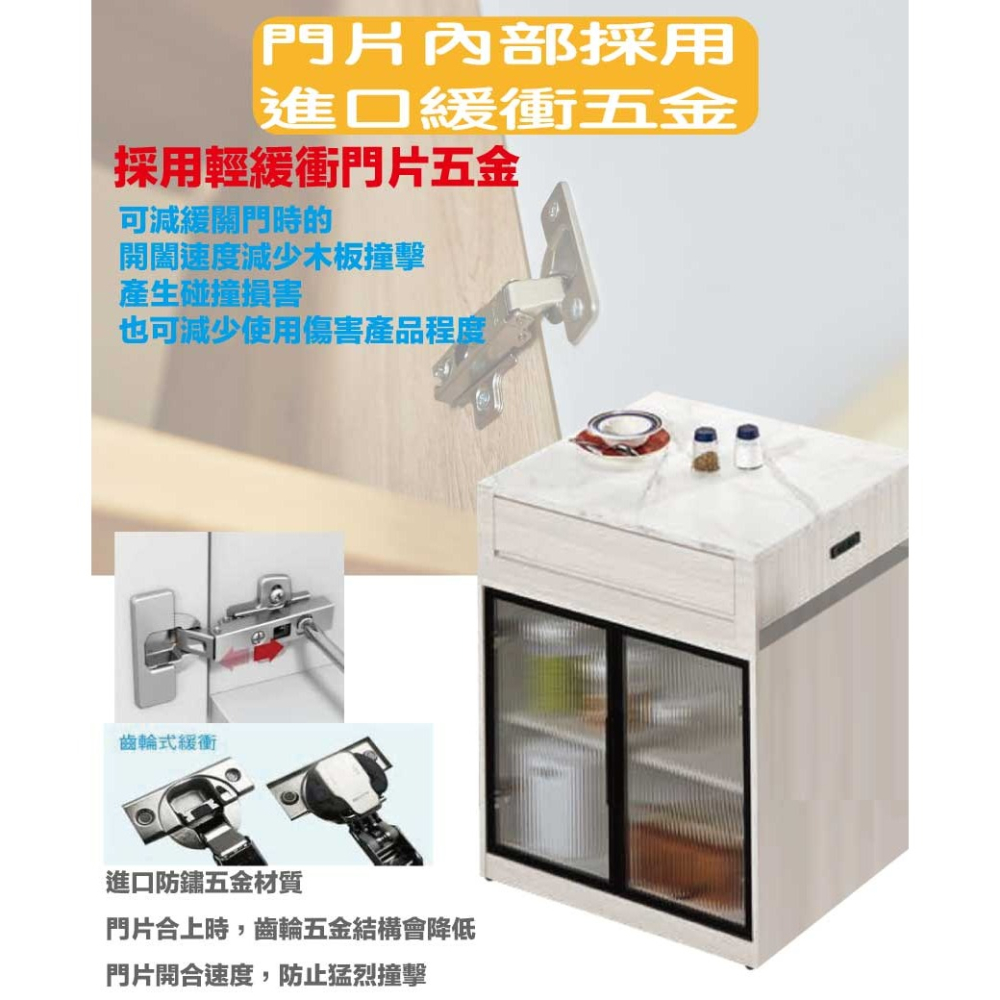 【綠家居】 寶亞雙色2.5尺三抽中島桌櫃-細節圖7