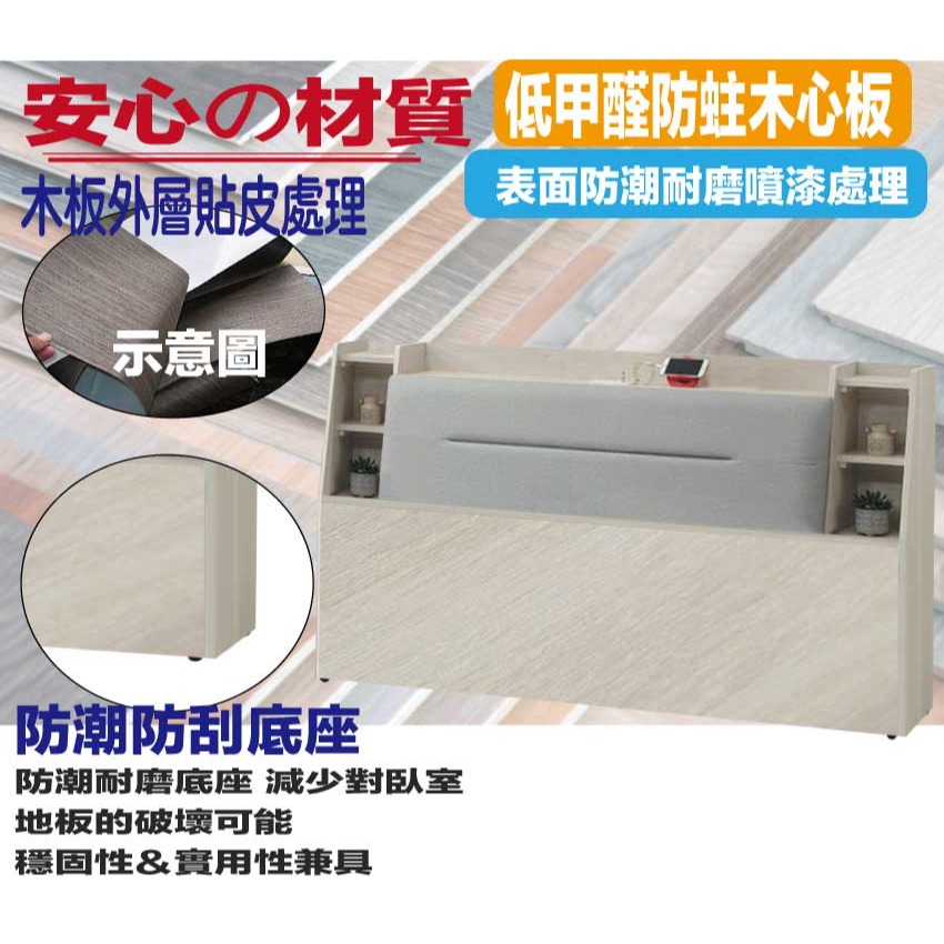 【綠家居】蒂斯5尺雙人貓抓布床頭箱(不含床底＋不含床墊)-細節圖5