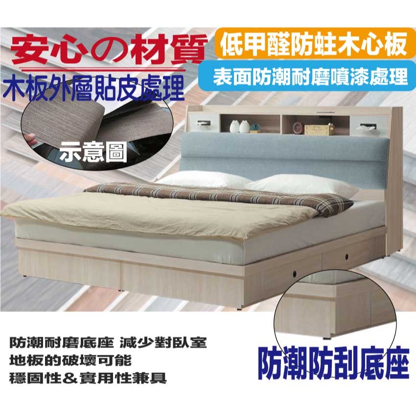 【綠家居】范巴5尺雙人耐刮皮四抽床台組合(床頭＋四抽床底＋不含床墊)-細節圖5