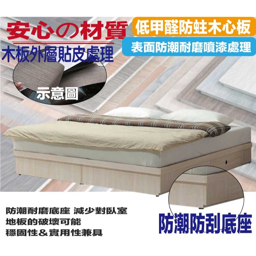 【綠家居】范巴5尺雙人四抽床底座(不含床墊)-細節圖5