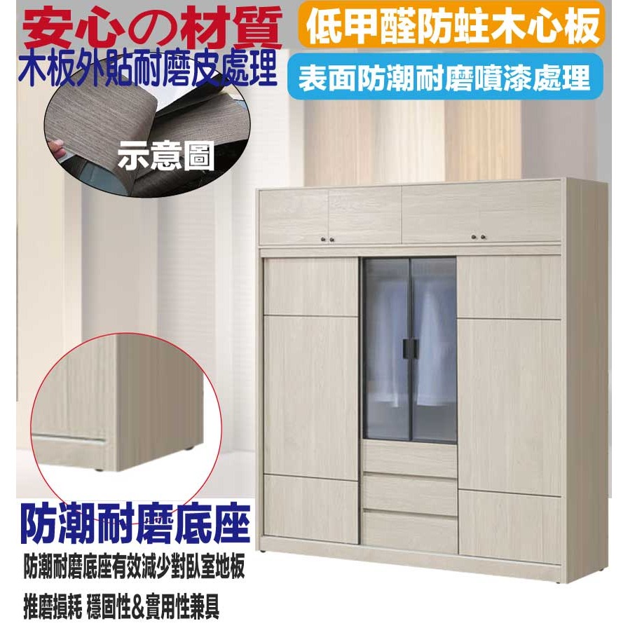 【綠家居】夏斯7.6尺開＆推門加高衣櫃組合-細節圖5