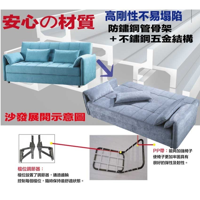 【綠家居】 馬西拉棉麻布展開式雙人沙發椅/沙發床(二色可選+坐墊下方收納空間)-細節圖5