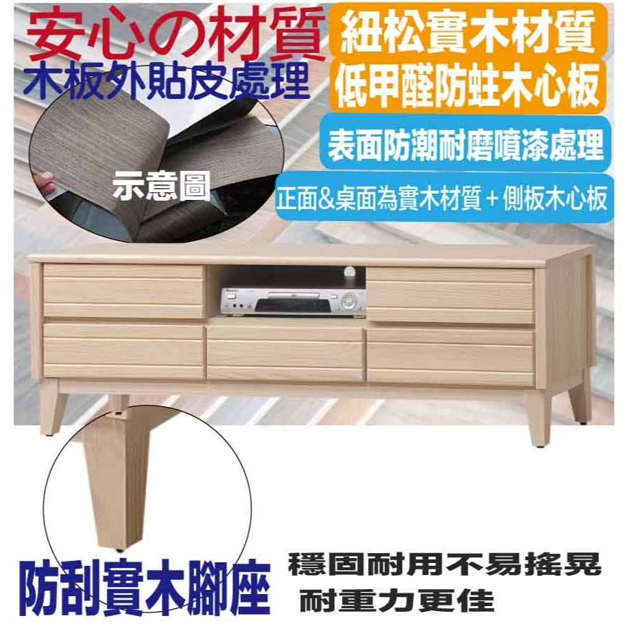 【綠家居】巴斯卡5.1尺實木五抽電視櫃-細節圖5