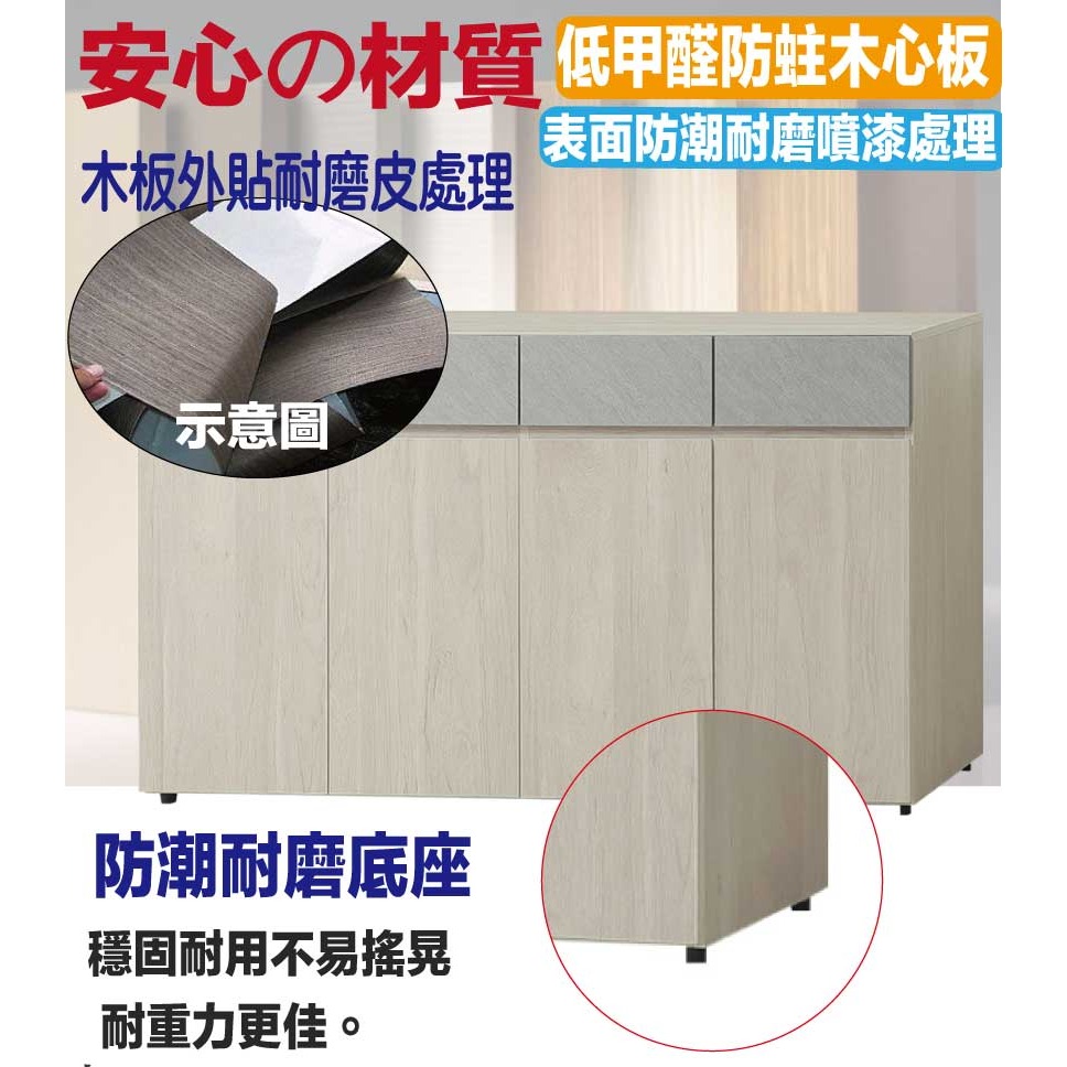 【綠家居】莫森5尺四門四抽低餐櫃-細節圖5