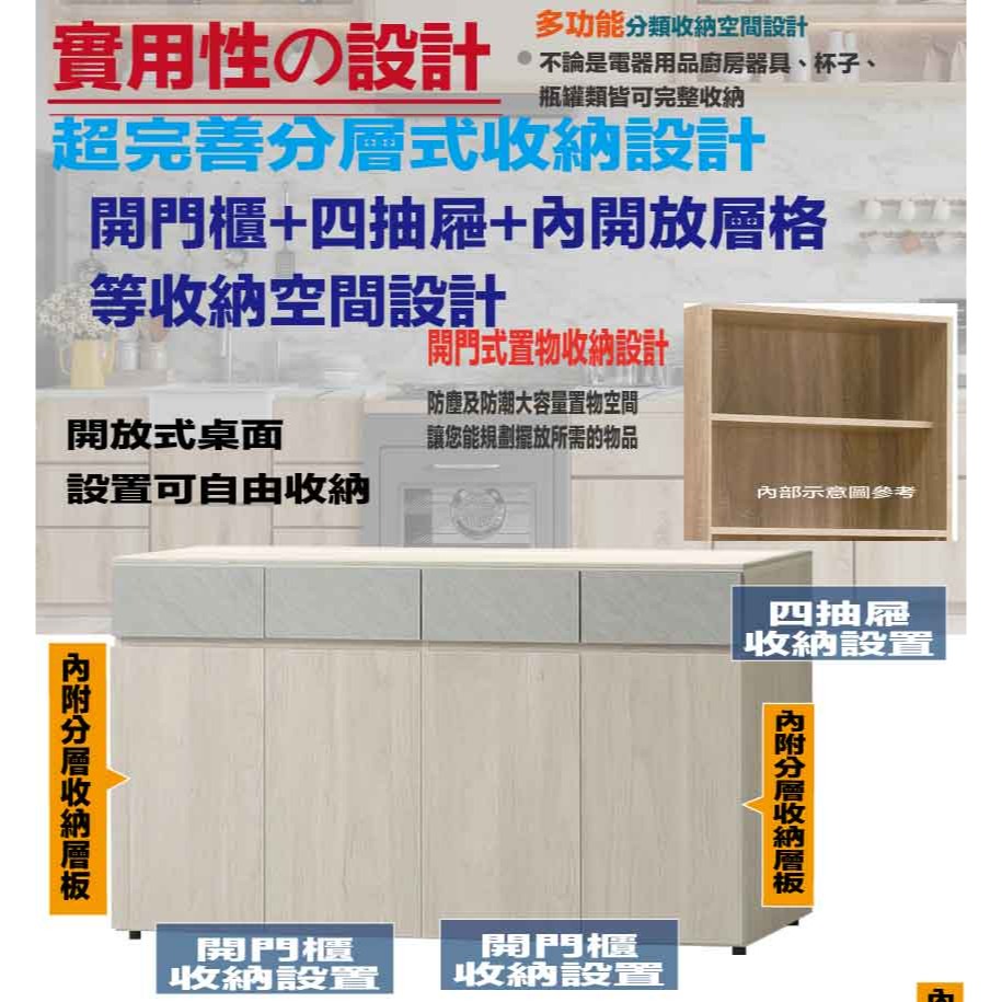 【綠家居】莫森5尺四門四抽低餐櫃-細節圖7