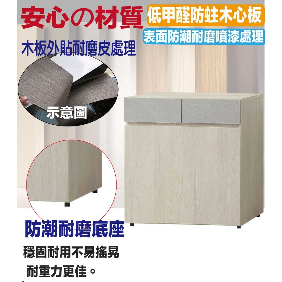 【綠家居】莫森2.7尺二門二抽低餐櫃-細節圖5