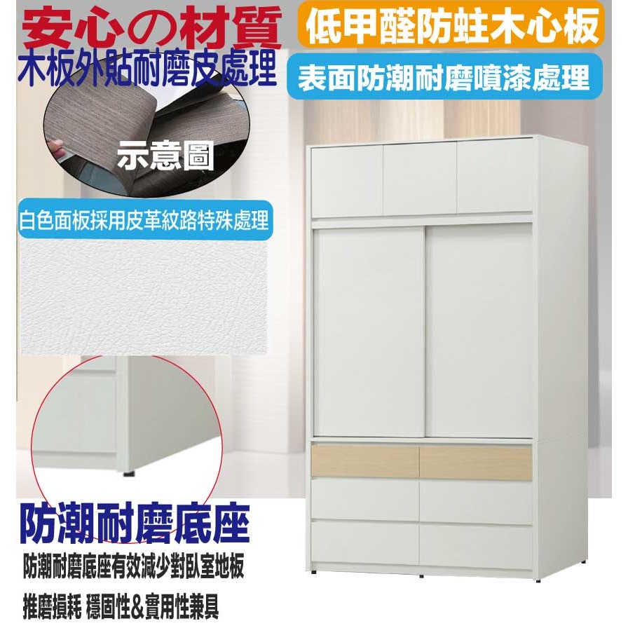 【綠家居】歐瑞雙色4.5尺開＆推門六抽加高衣櫃組合-細節圖5