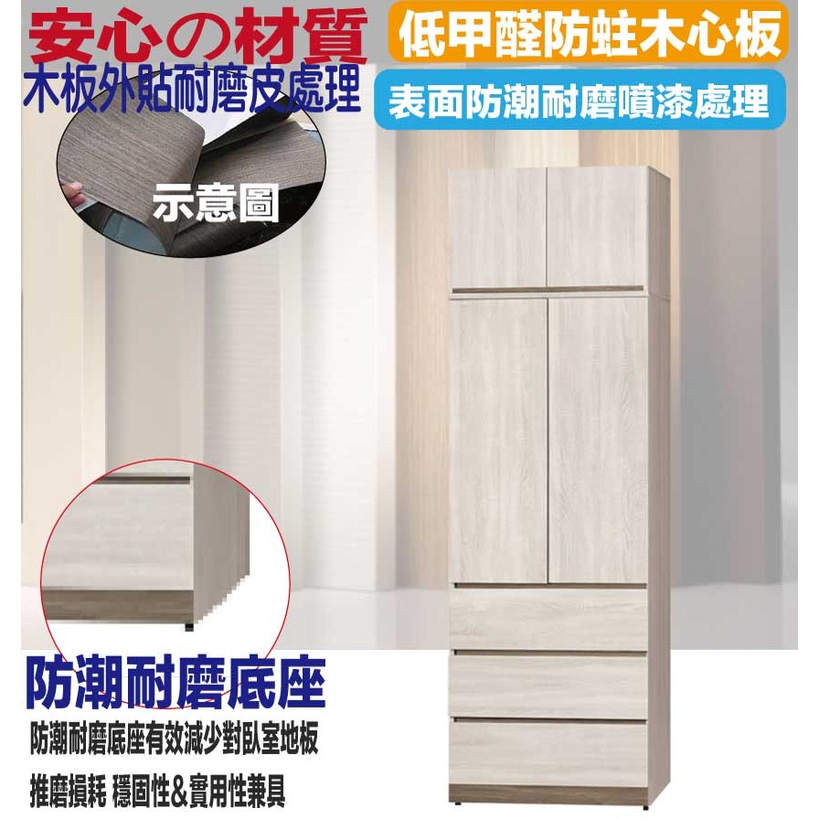 【綠家居】歐瑞雙色2.7尺四門三抽加高衣櫃組合-細節圖5