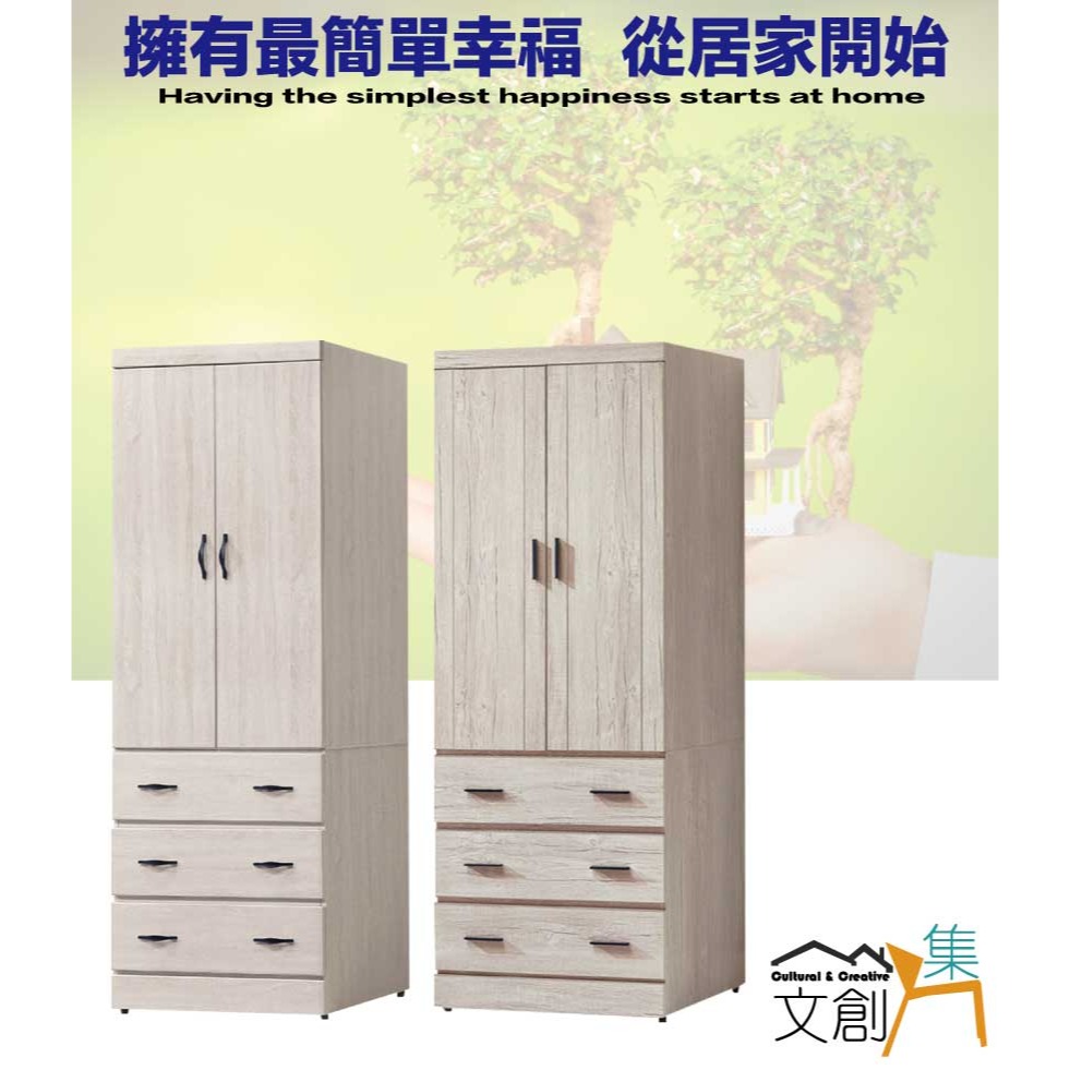 【綠家居】畢爾2.5尺二門三抽衣櫃(二色可選)-細節圖4