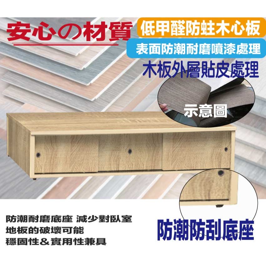 【綠家居】艾柏3.5尺單人三拉門收納加高床底(九色可選)-細節圖5