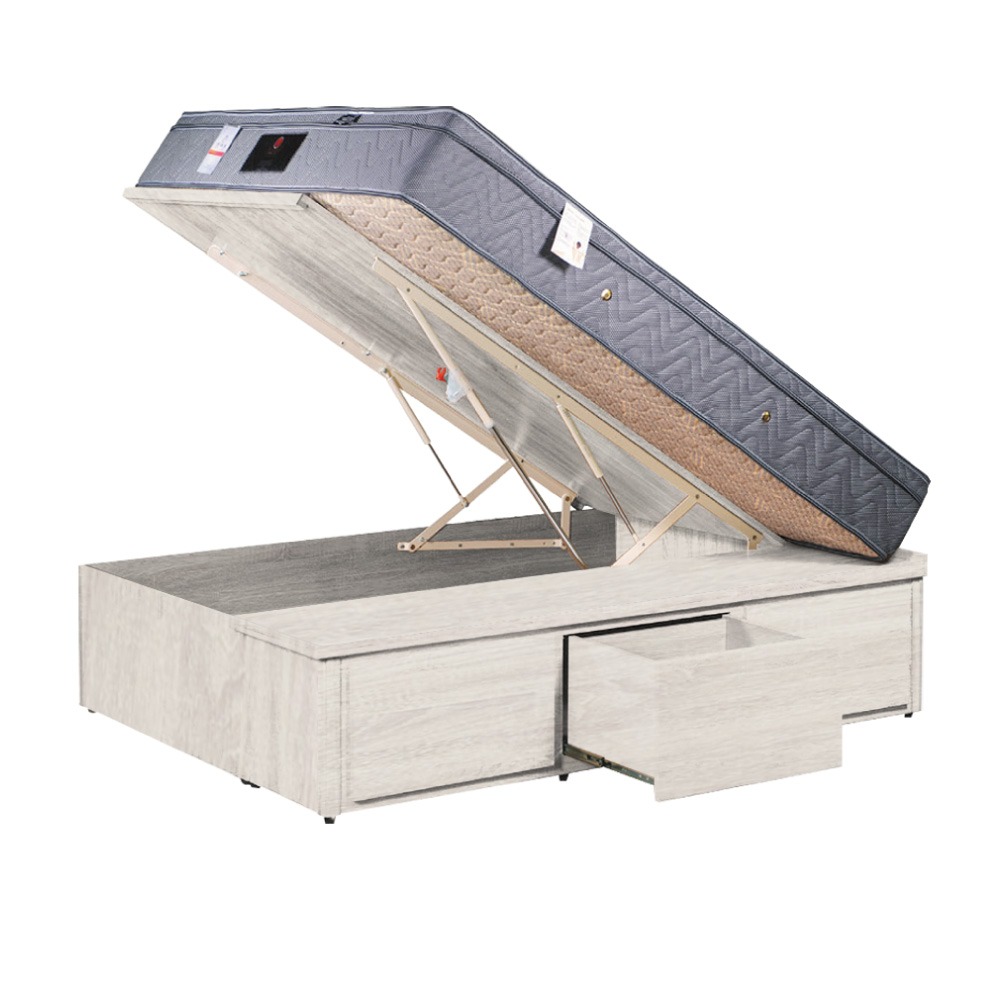 【綠家居】梅威加高版5尺雙人安全扣三抽＆後掀床底/掀床(九色可選+高係數氣壓棒＋安全扣設計)-規格圖11