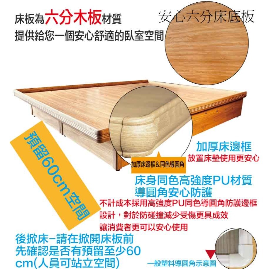 【綠家居】梅威安全扣6尺雙人加大三抽＆後掀床底/掀床(九色可選+高係數氣壓棒＋安全扣設計)-細節圖8