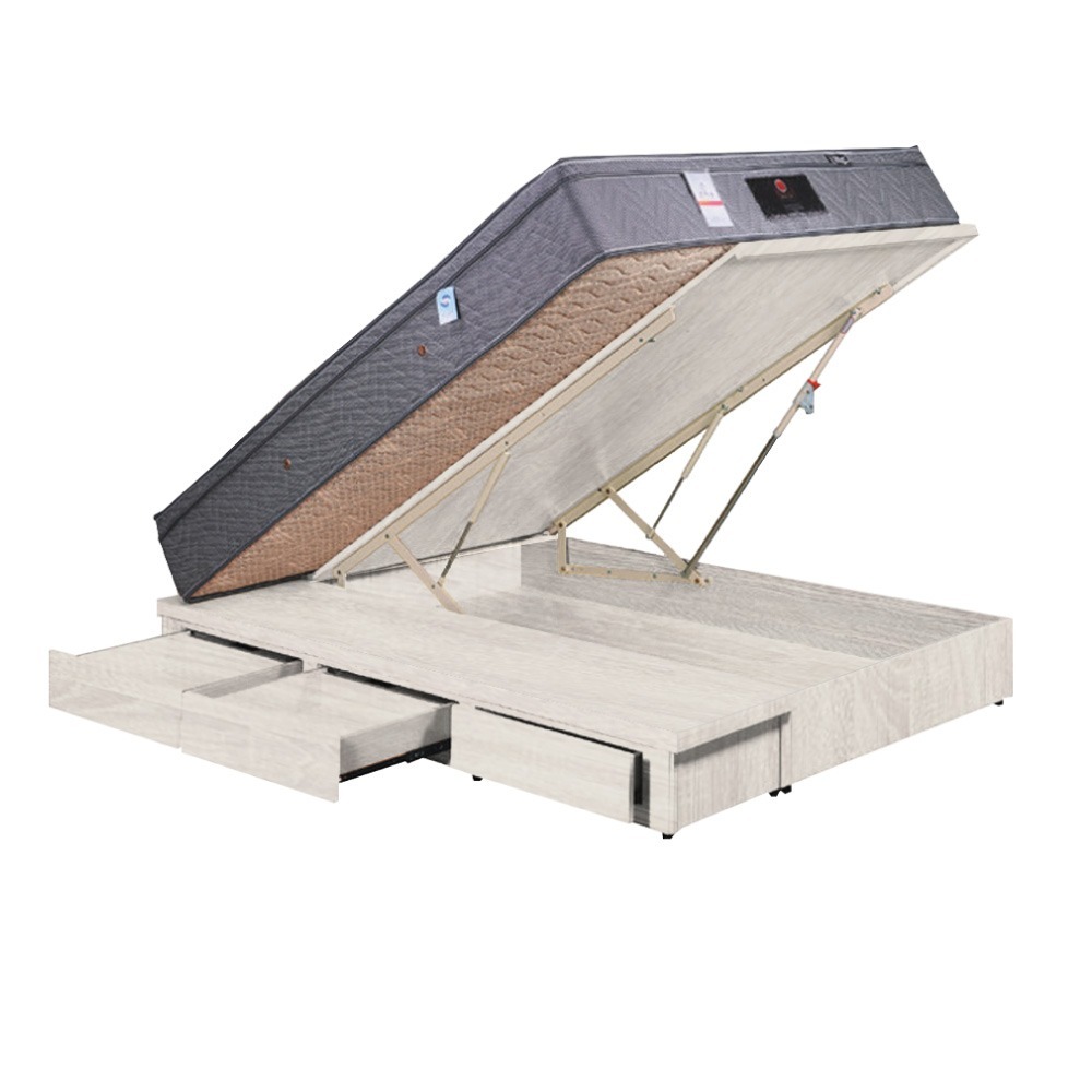 【綠家居】梅威安全扣6尺雙人加大三抽＆後掀床底/掀床(九色可選+高係數氣壓棒＋安全扣設計)-規格圖11