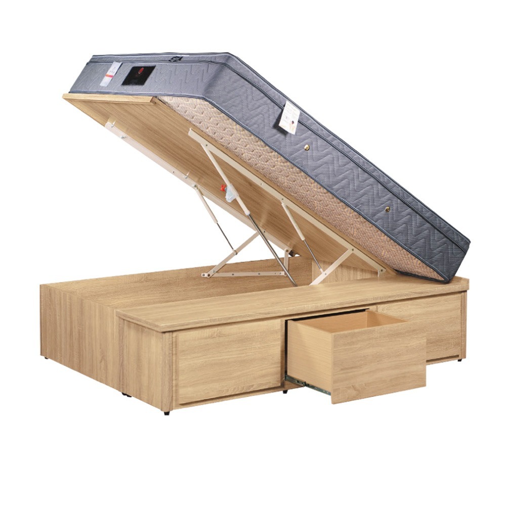 【綠家居】梅威加高版6尺雙人加大安全扣三抽＆後掀床底/掀床(九色可選+高係數氣壓棒＋安全扣設計)-規格圖11