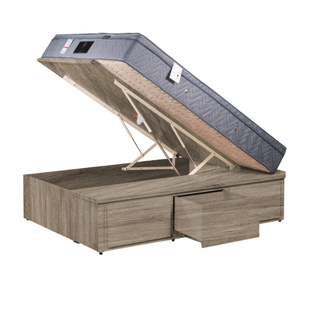 【綠家居】梅威加高版6尺雙人加大安全扣三抽＆後掀床底/掀床(九色可選+高係數氣壓棒＋安全扣設計)-規格圖11