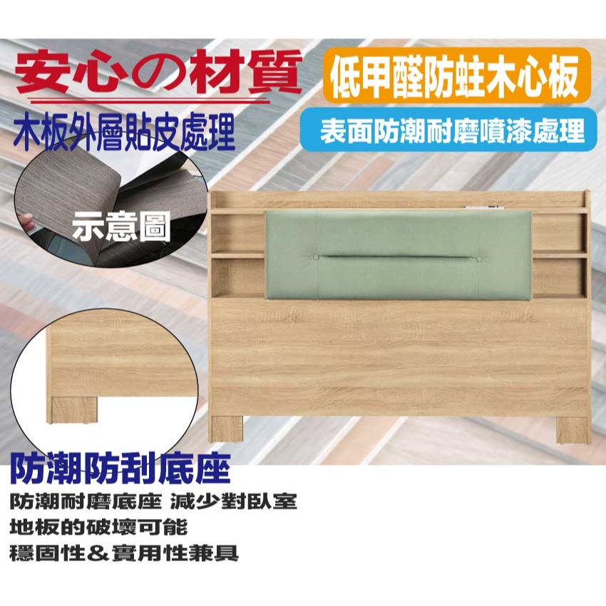 【綠家居】湯森5尺雙人貓抓皮可收納床頭片(三色可選)-細節圖5