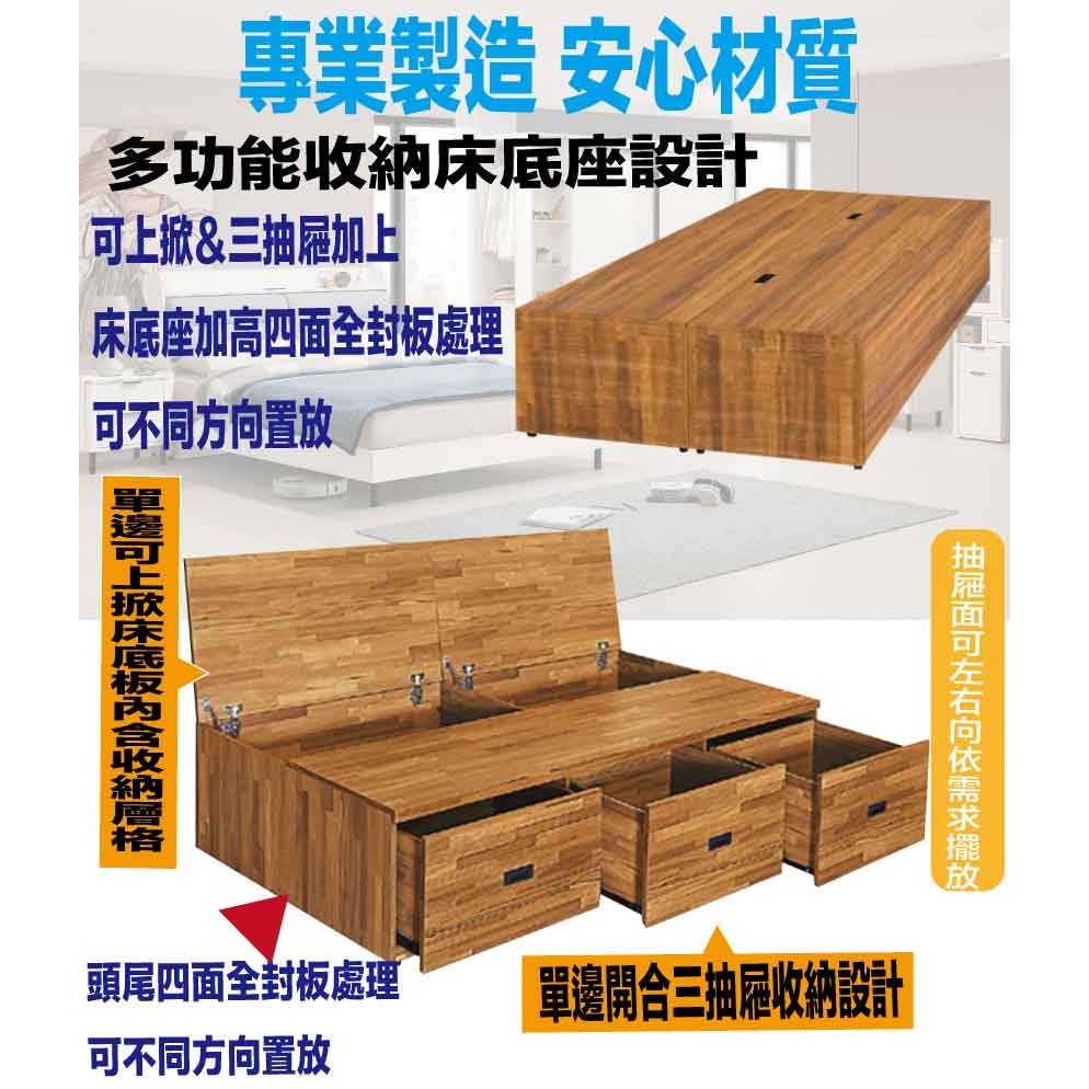 【綠家居】艾柏加高3.5尺單人可上掀＆三抽多功能收納床底(四色可選)-細節圖6