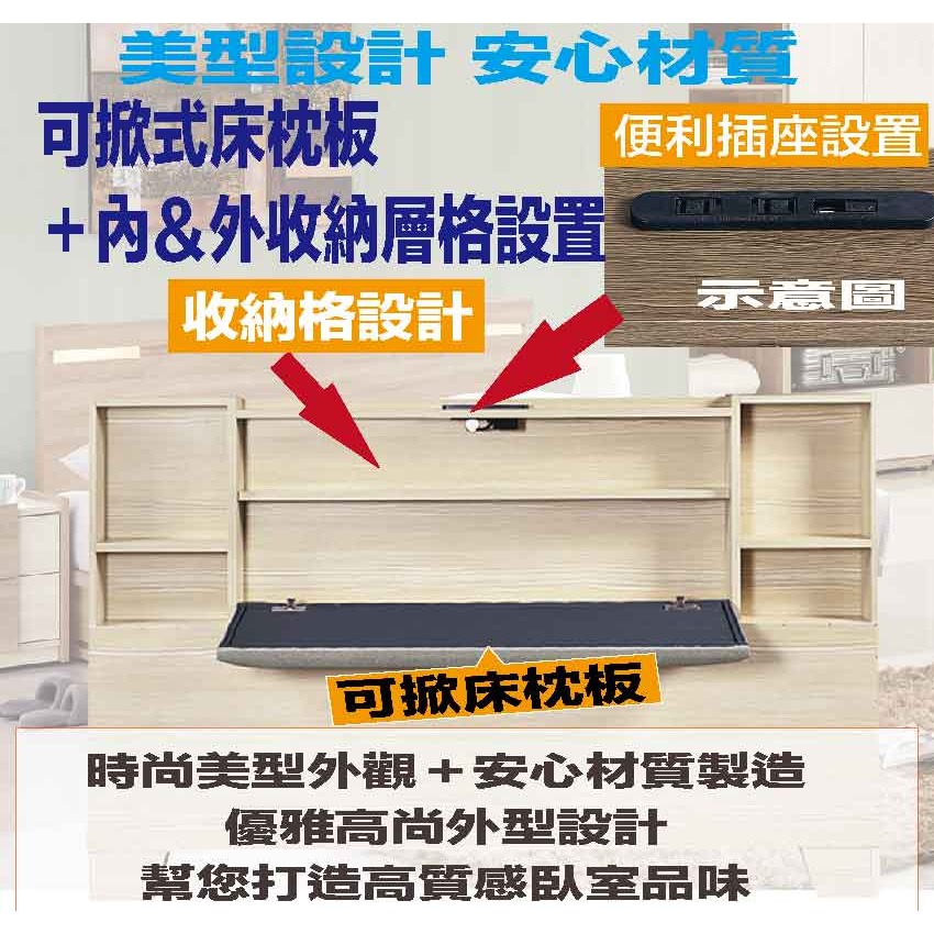 【綠家居】山峰5尺雙人貓抓皮革可收納床頭片(七色可選)-細節圖6