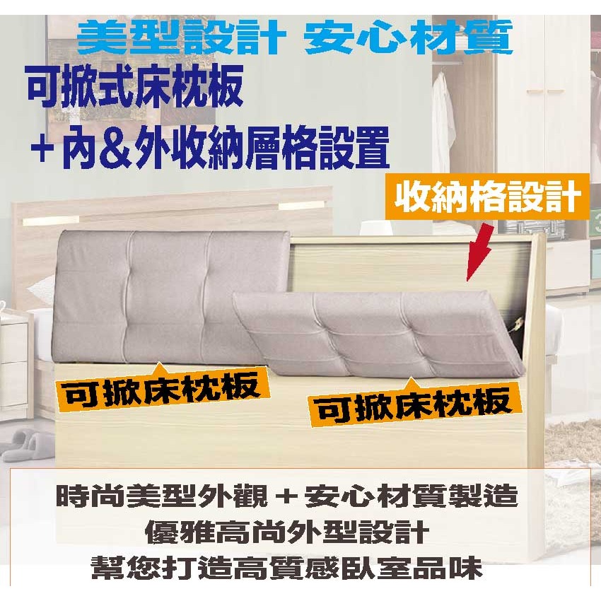 【綠家居】金陵5尺雙人貓抓皮革床頭箱(三色可選)-細節圖6