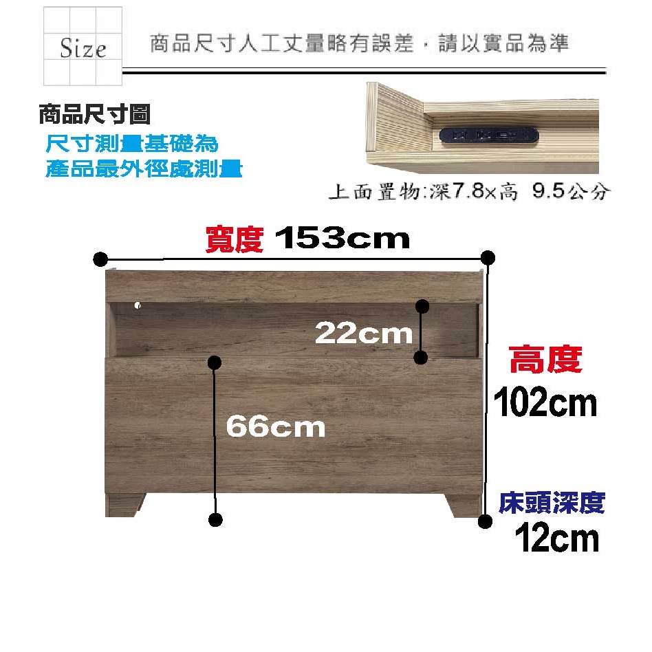 【綠家居】都可5尺雙人插座可收納床頭片(七色可選)-細節圖8