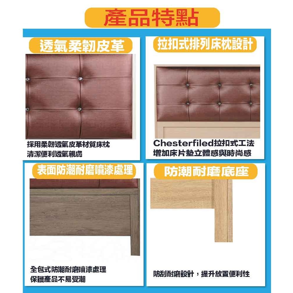 【綠家居】寶可時尚5尺雙人皮革床頭片(五色可選)-細節圖7