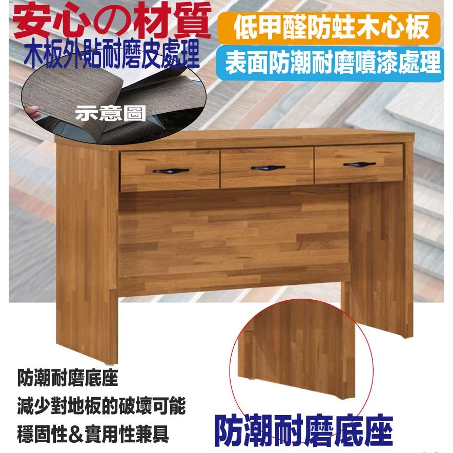 【綠家居】夏爾4尺三抽書桌-細節圖5