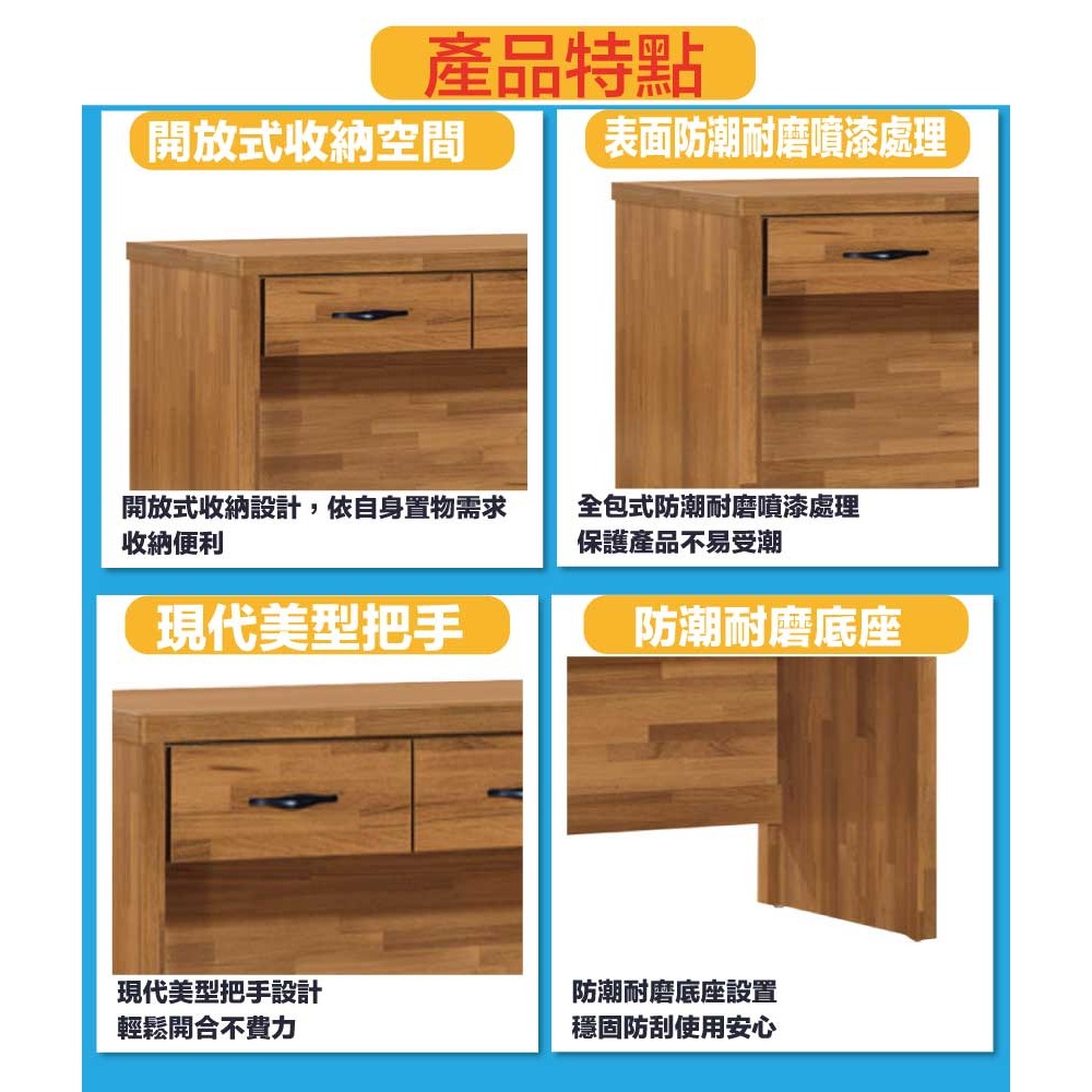 【綠家居】夏爾4尺三抽書桌-細節圖7