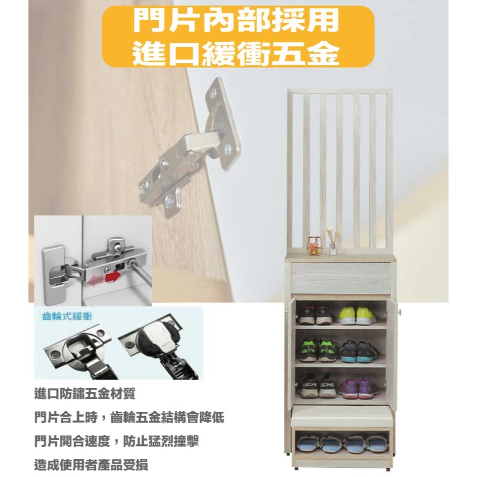 【綠家居】瑞瑟雙色2尺二門單抽屏風座鞋櫃組合-細節圖6