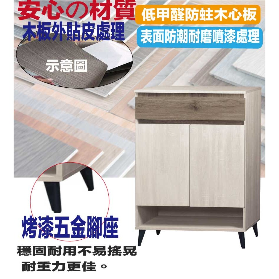 【綠家居】奧凱雙色2.7尺二門單抽鞋櫃-細節圖5