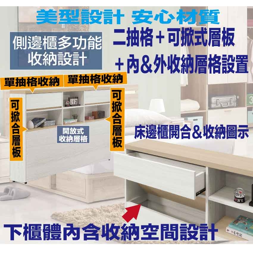 【綠家居】哈伊6.5尺可掀二抽床邊櫃-細節圖6