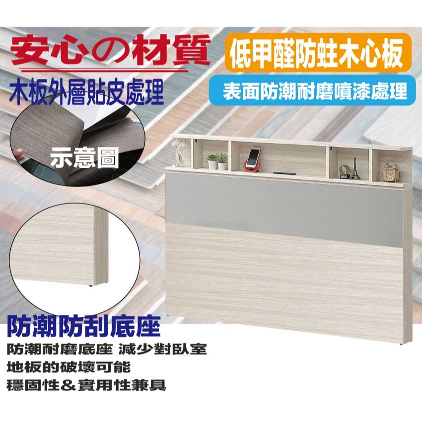 【綠家居】奇伊6尺雙人加大插座床頭片(不含床底＋不含床墊)-細節圖5